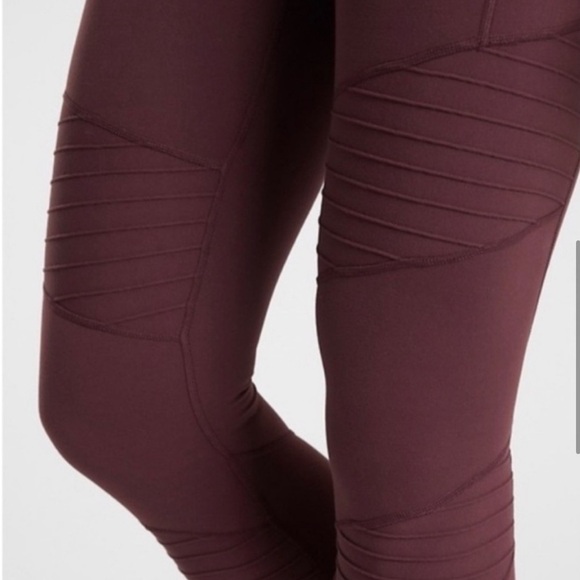 Athleta Maroon Inclination Moto Leggings side pockets Red Small - Picture 5 of 11